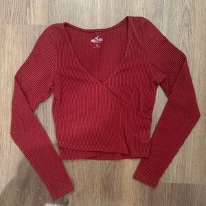 Hollister Women's Deep Red Long Sleeve Top
